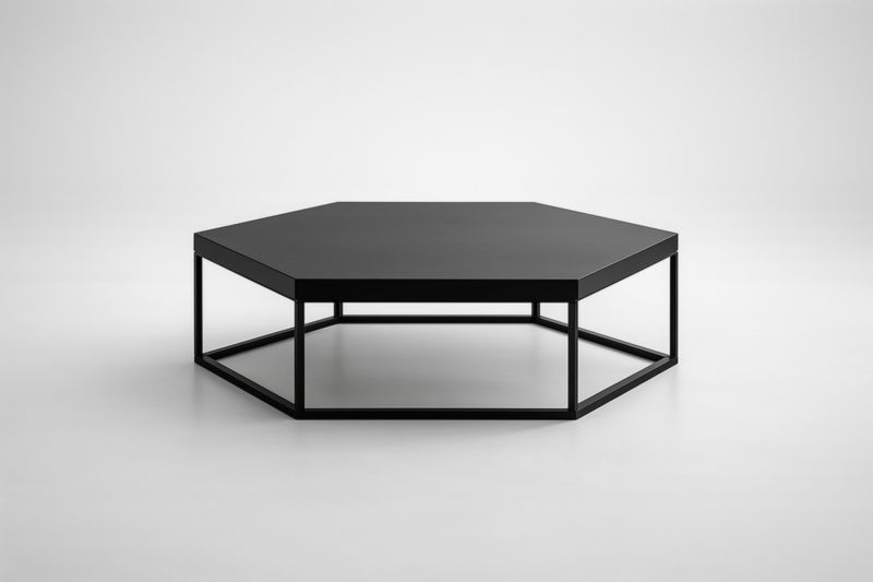 Table basse hexagonale en métal Noir 100cm