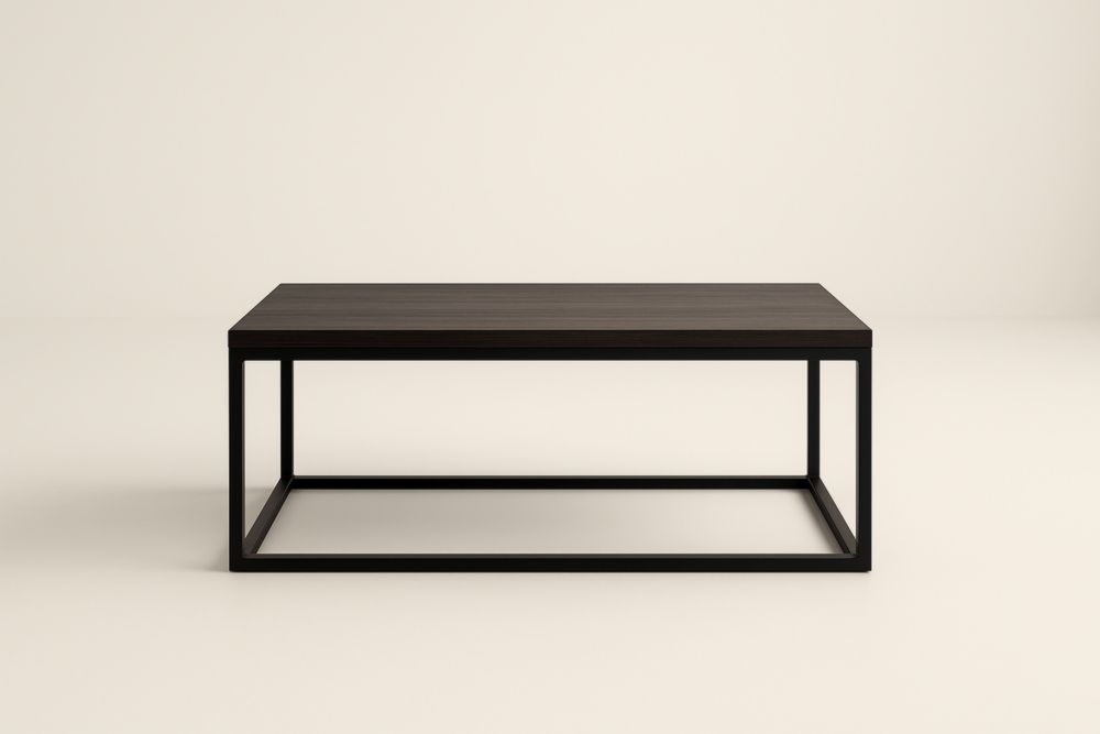 Table basse rectangulaire en MDF et acier peint noir 110x60x45 cm