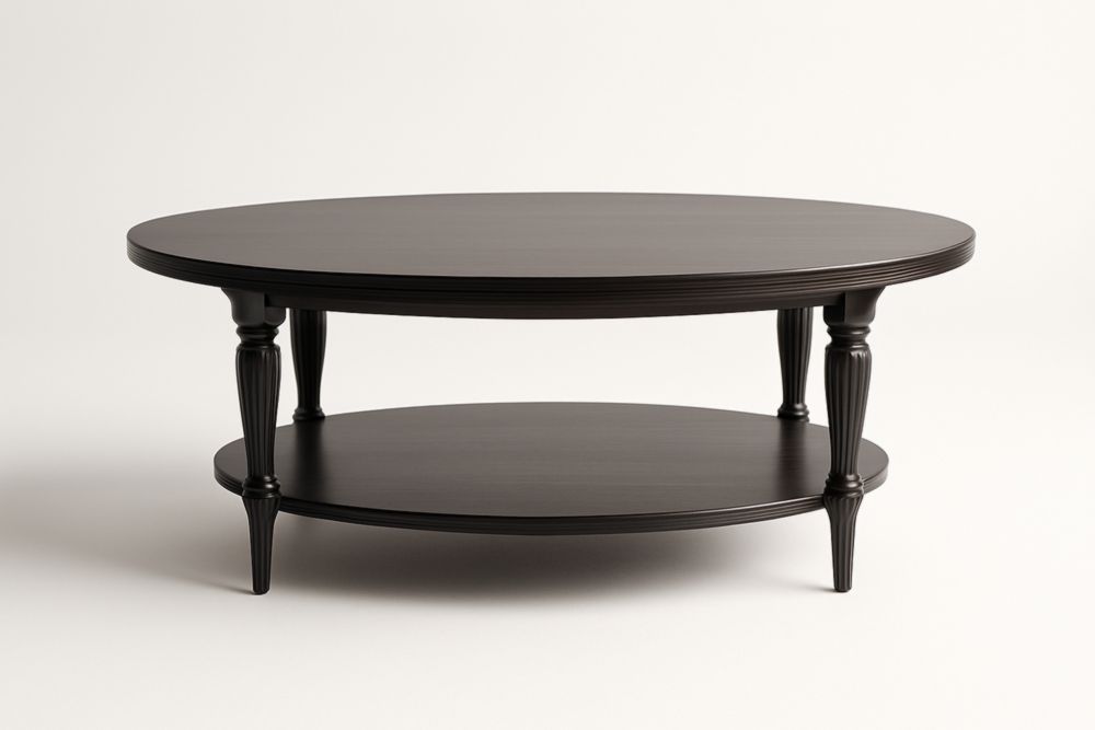 Table basse ovale en bois d'ingénierie noir 120x60x45 cm