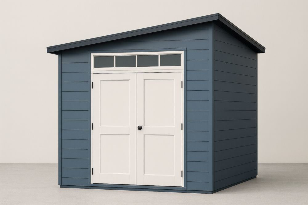 Abri de jardin en bois composite bleu avec fenêtres en verre 248x246x245 cm