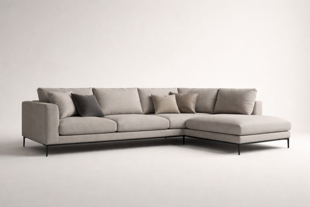 Canapé d'angle tissu pieds métal