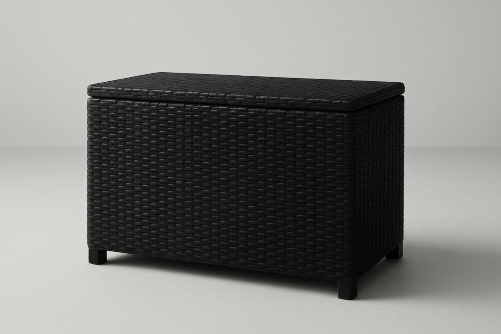 Coffre de Rangement en Résine Tressée Noire