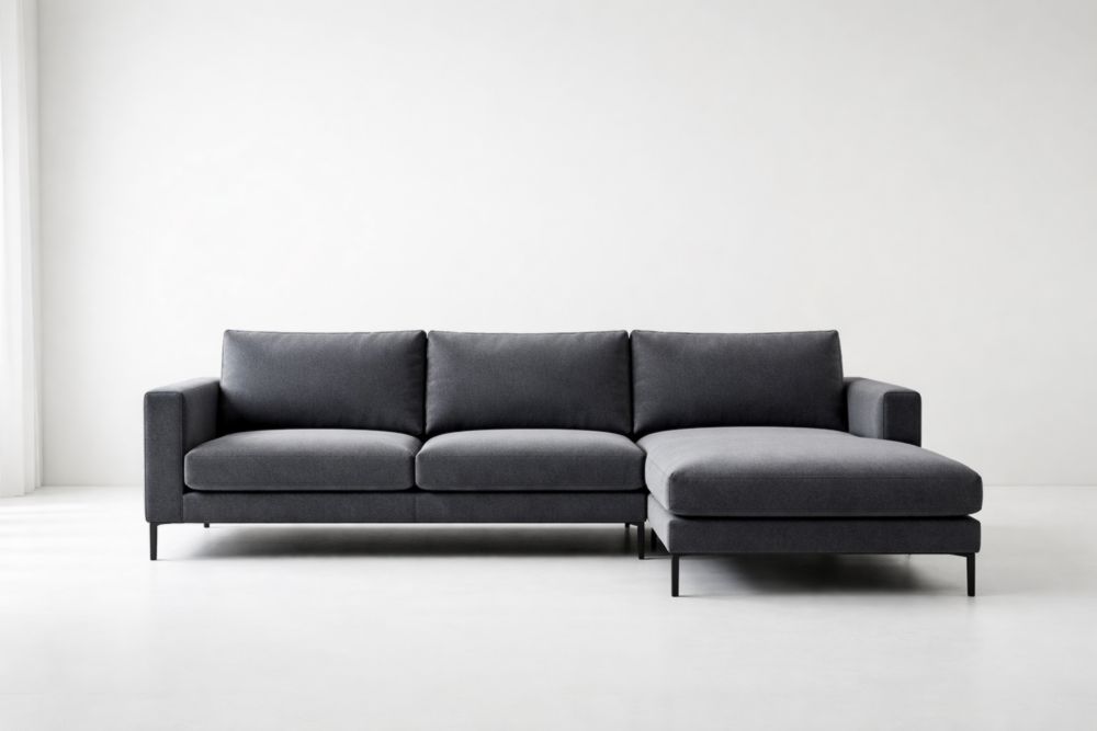 Canapé d'angle droit en tissu gris