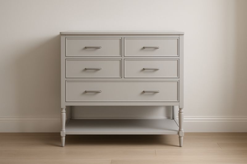 Cassettiera in Legno Multistrato Grigia 5 Cassetti con Ripiano