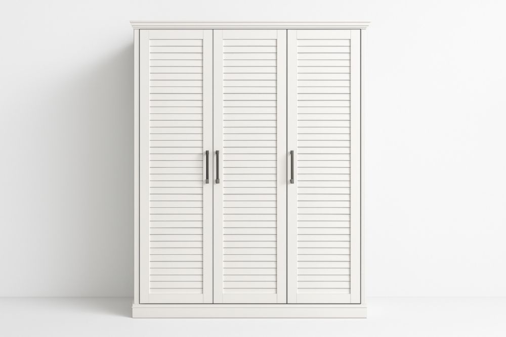 Armadio a Tre Ante Bianco in Legno MDF 200x150x60 cm