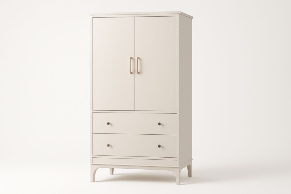 Armadio in Legno Composito con Doppie Ante e Due Cassetti 180x80x45 cm