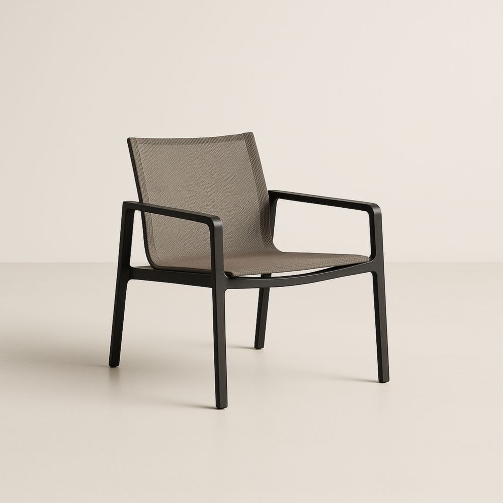 Sedia in Alluminio con Seduta in Tessuto Grigia