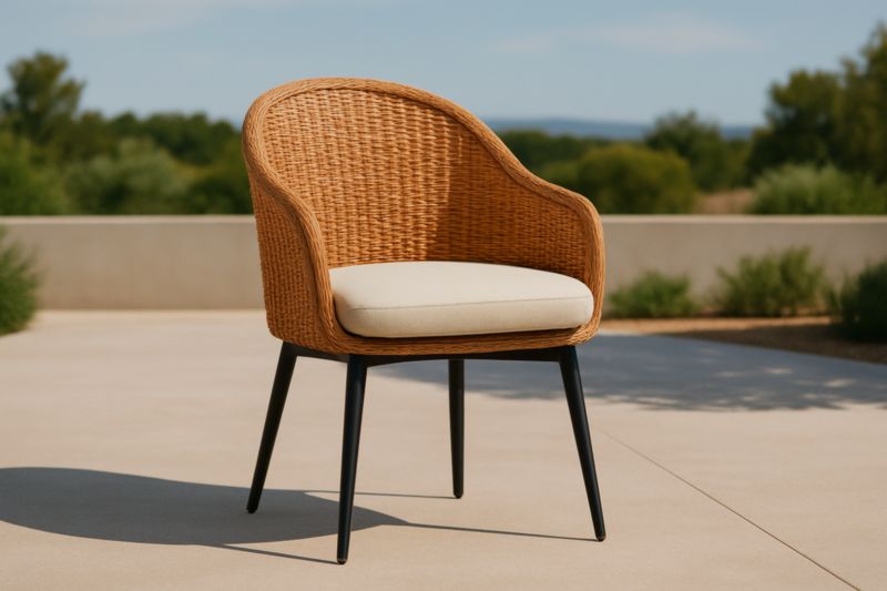 Sedia in Rattan e Acciaio Marrone