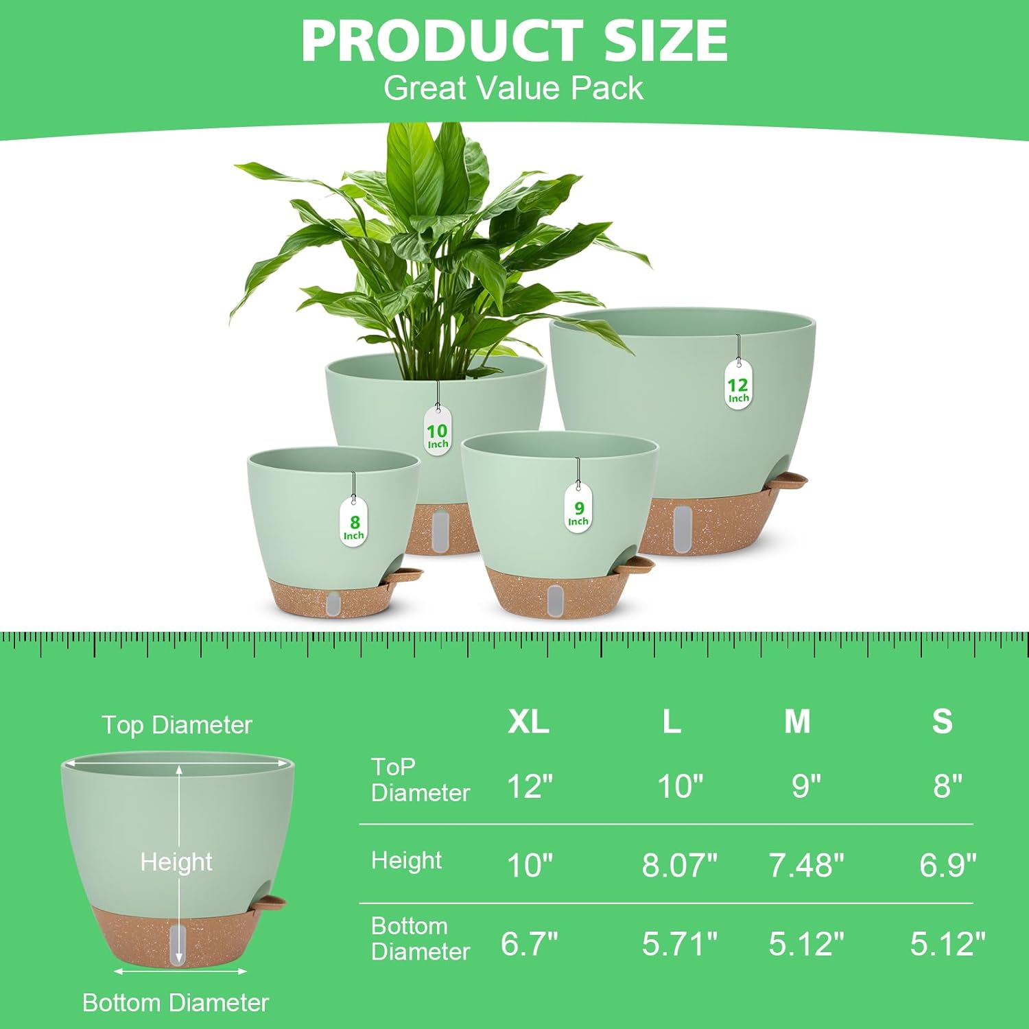 Self Watering Pots with Water Level Indicator