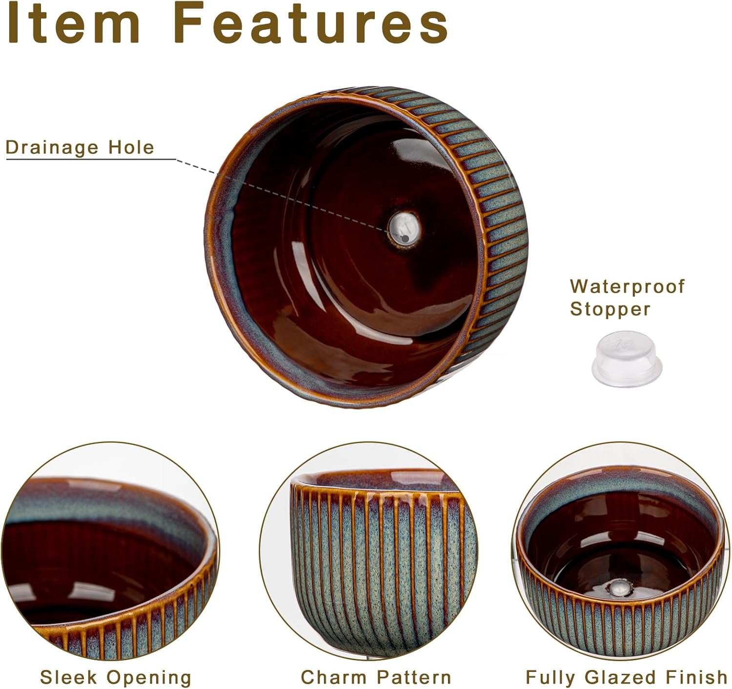 Plant Pots Indoor with Drainage Hole 6 inch Ceramic Plant Pot Sage Green Succulent Pot