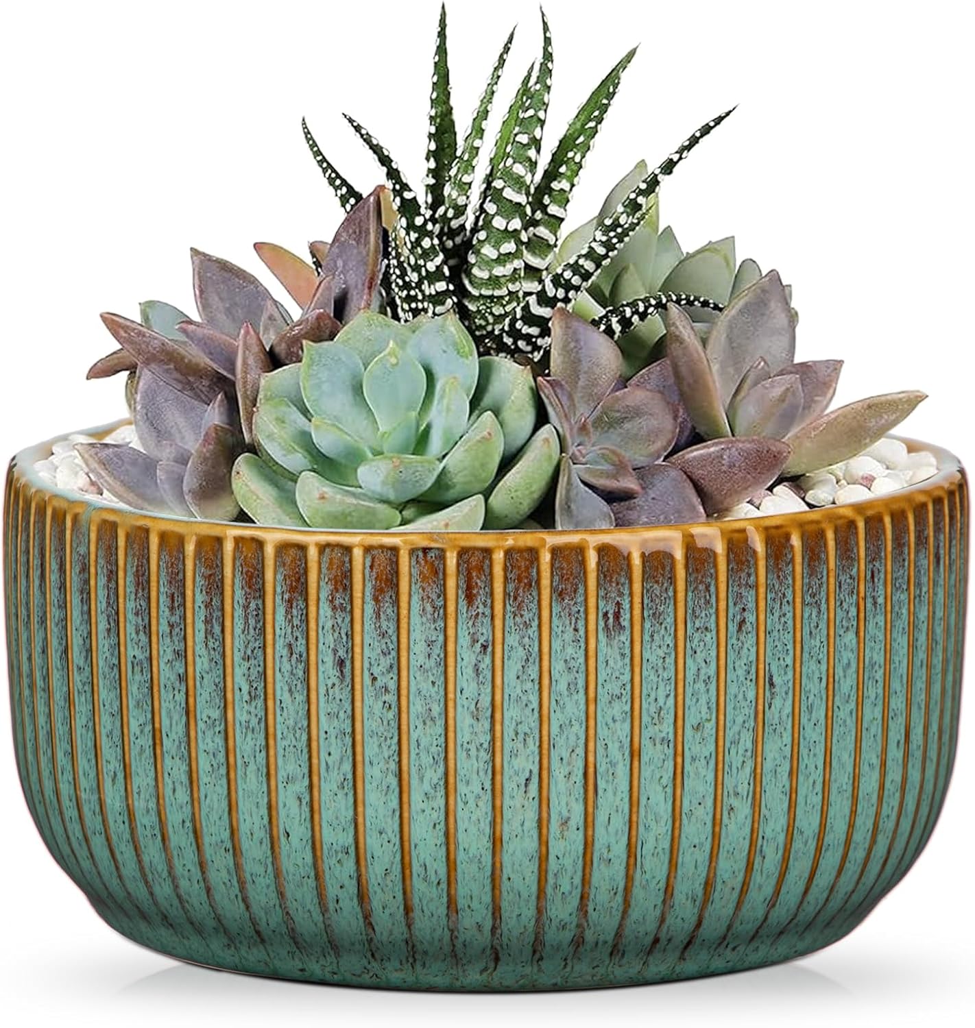 Plant Pots Indoor with Drainage Hole 6 inch Ceramic Plant Pot Sage Green Succulent Pot