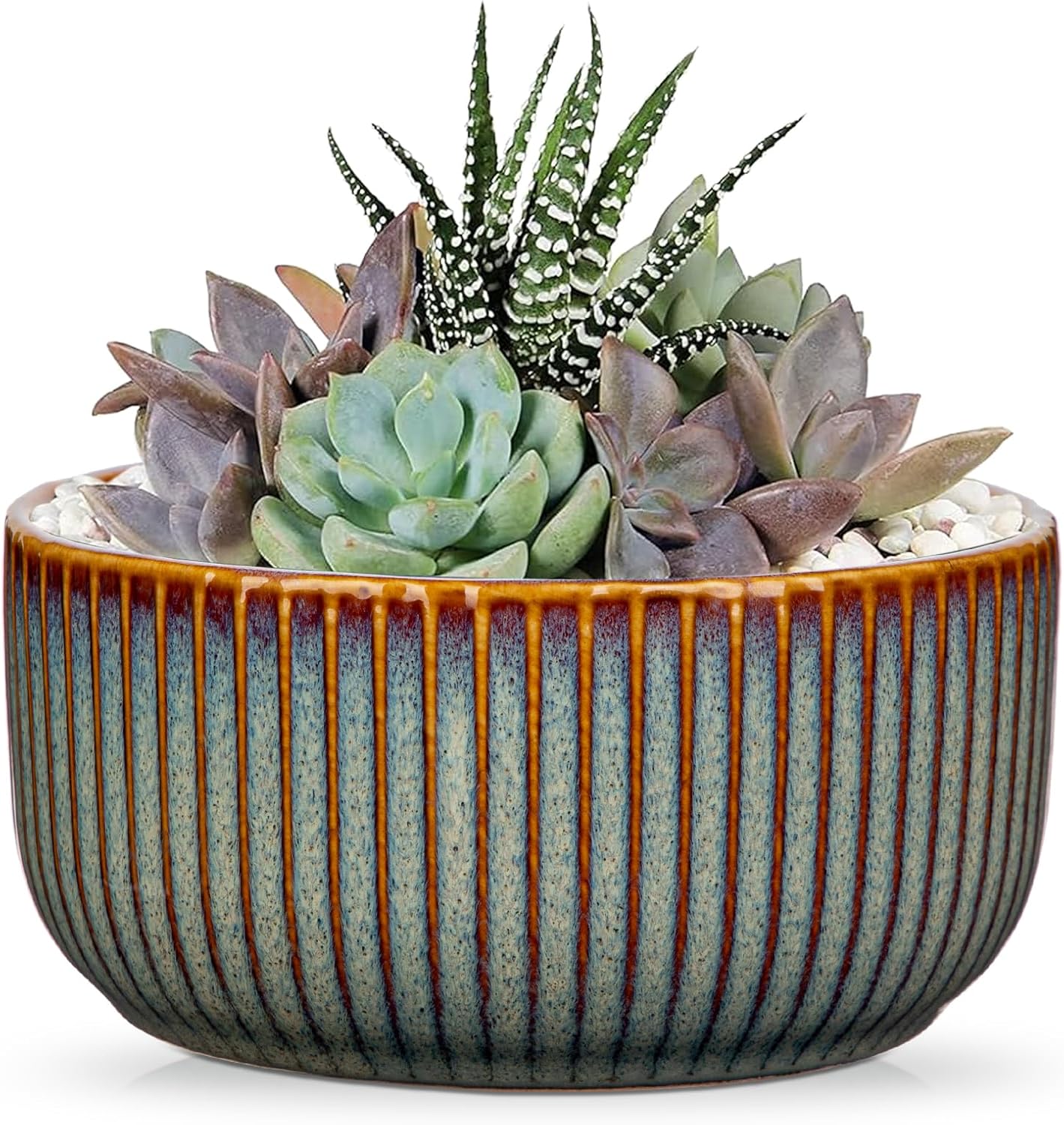 Plant Pots Indoor with Drainage Hole 6 inch Ceramic Plant Pot Sage Green Succulent Pot
