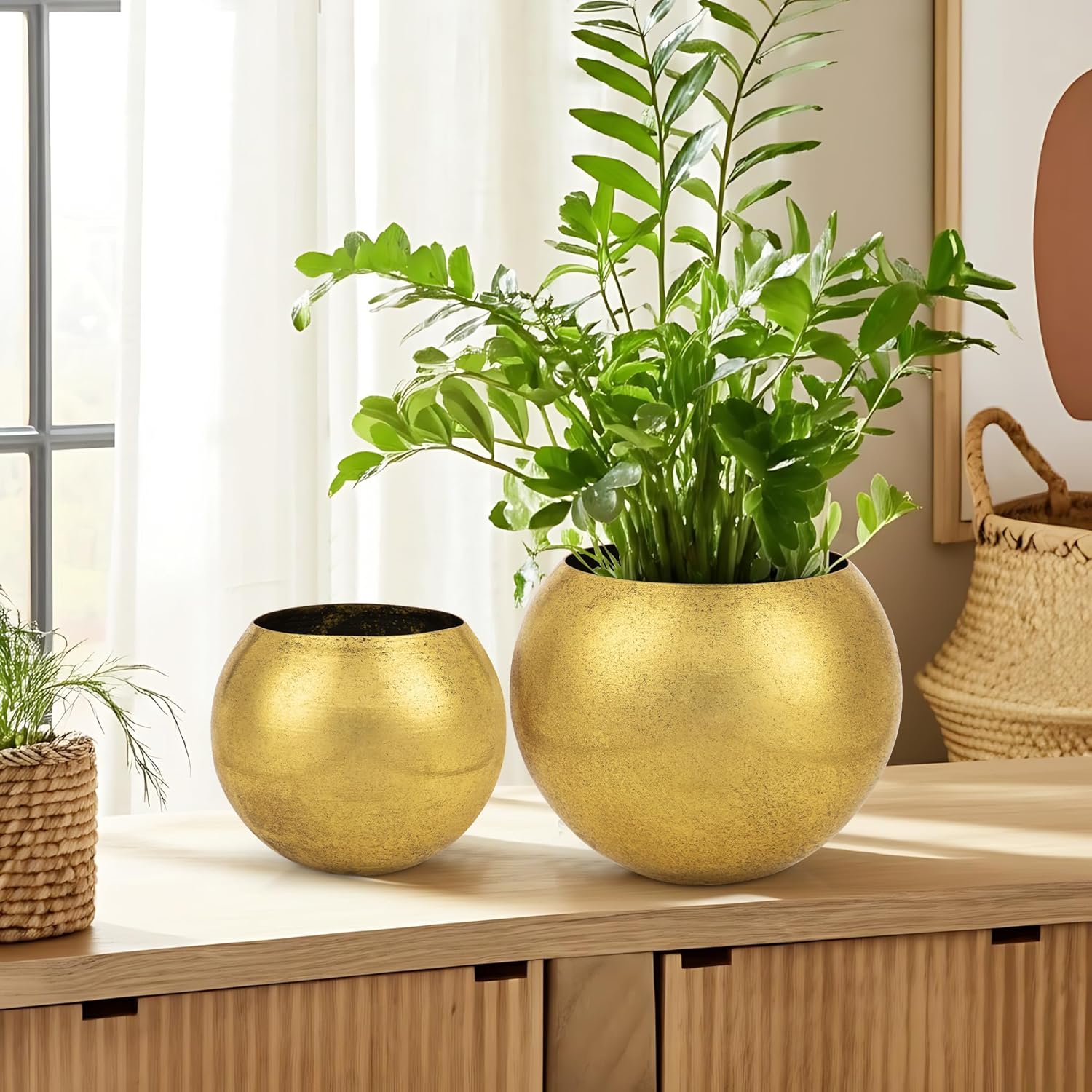 Gold Metal Hanging Planters for Indoor Plants