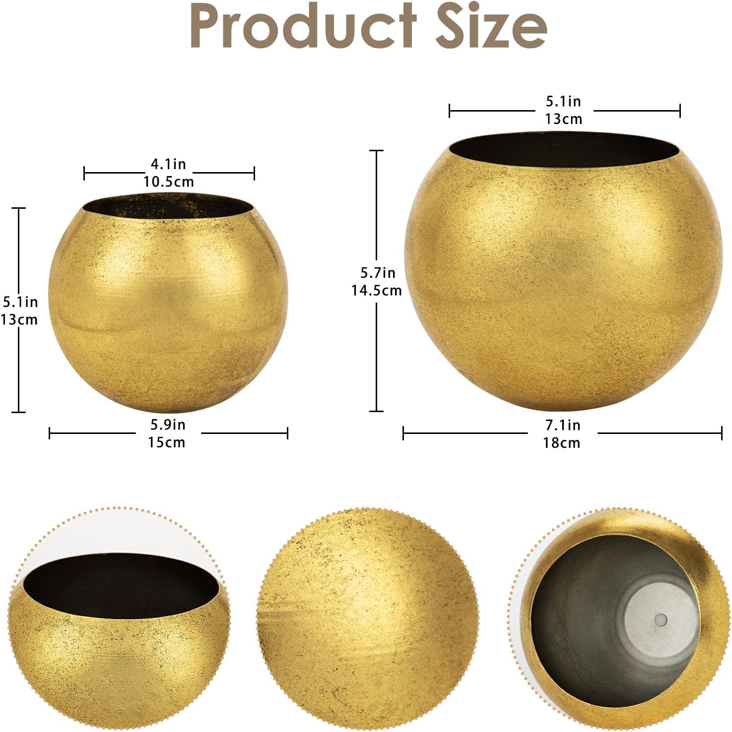Gold Metal Hanging Planters for Indoor Plants