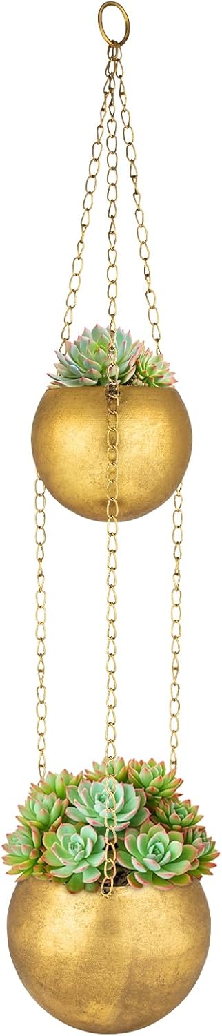 Gold Metal Hanging Planters for Indoor Plants