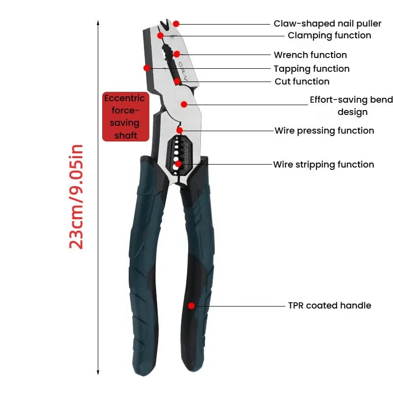 Coocoe Industrial Grade 9 in 1 Multi Function Cutting Pliers