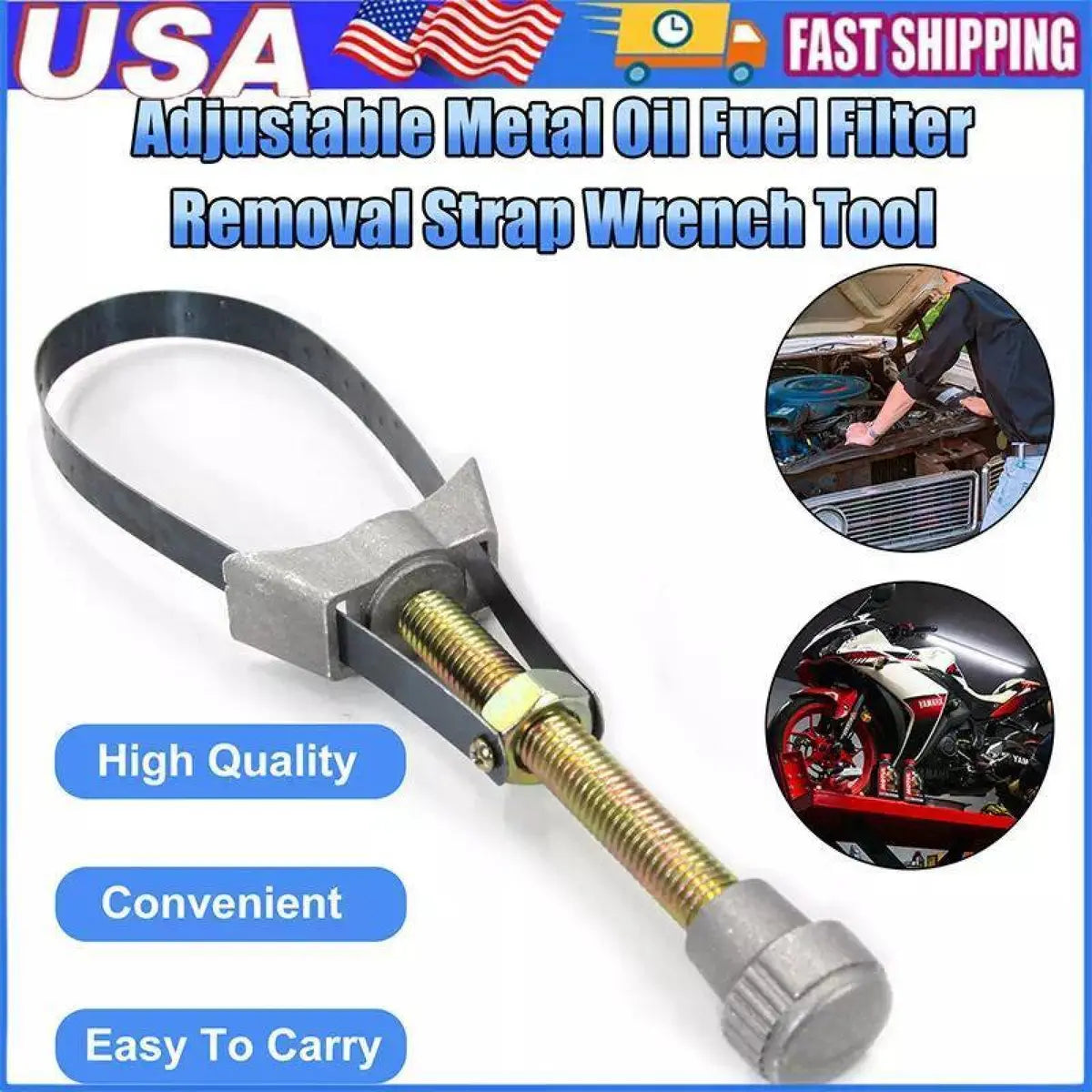 Coocoe Adjustable Diameter Car Oil Filter Strap Wrench