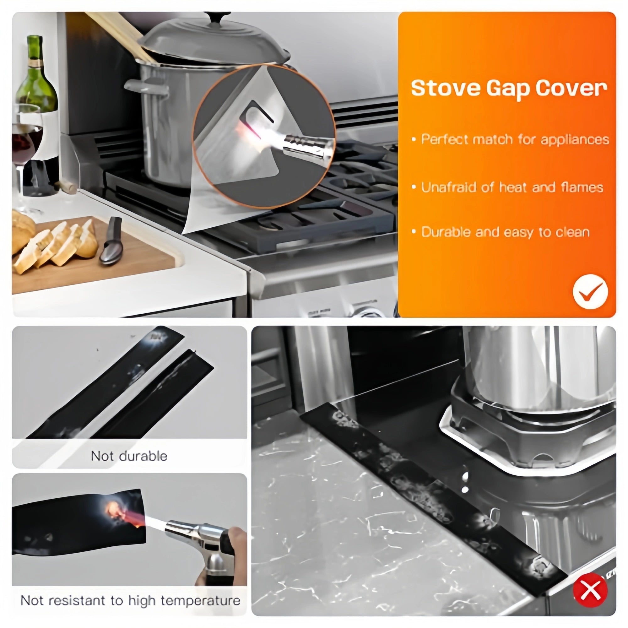 Coocoe Heat Resistant Stainless Steel Stove Gap Cover