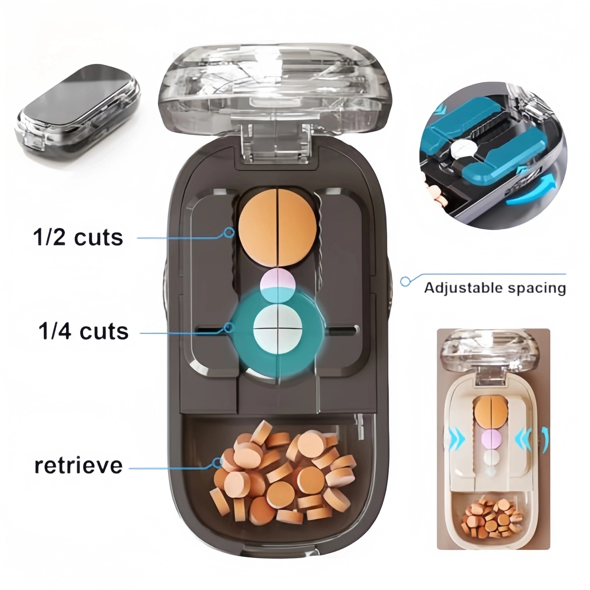 Coocoe Adjustable Precision Pill Cutter Splitter
