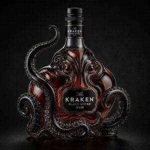 Kraken Black Spiced Rum Limited Edition Octopus Design Collectible Whiskey Bottle
