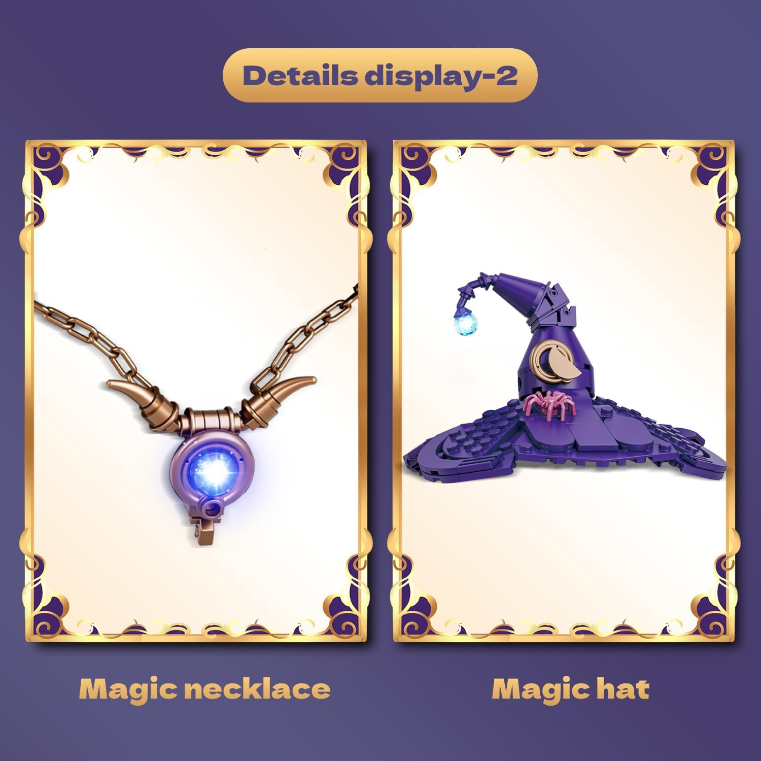 Magic Cat Creative Building Blocks Set, with  Cute Cat with Wizard Hat & Glowing Lantern, Collectible Display Decor Model Kit, Gift for Adult Cat Lovers & Kids Ages 8+(1128PCS),Halloween gift