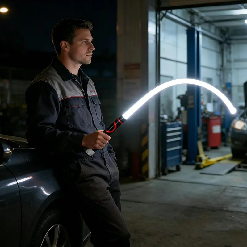 🛠Flexible COB LED Work Light, Rechargeable Bendable Inspection Flashlight for Auto Repair