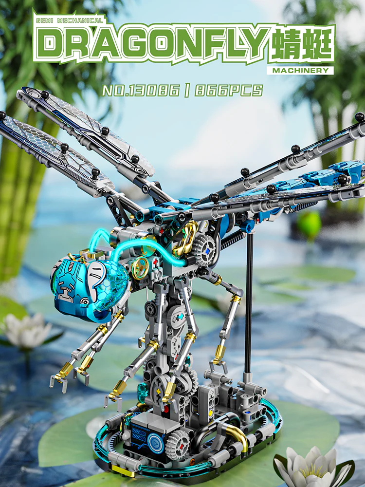 Mechanical Dragonfly WIth Stand Bricks Assembled Building Blocks Set