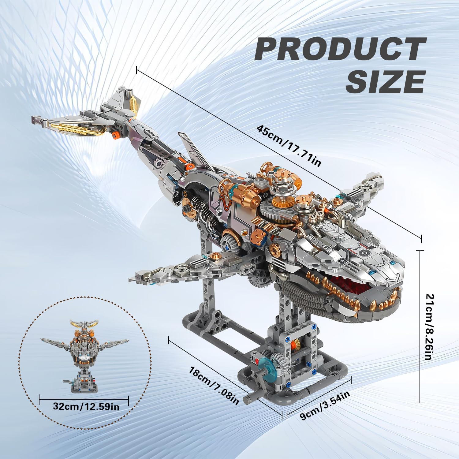 Mechanical Whale Metal Building Blocks, Animal Model 888-1439pcs, Glowing Metal Pieces, Educational Toy for Boys, Christmas Birthday Gift