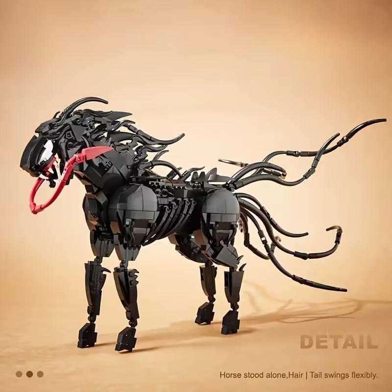 1000pcs Animal Building Blocks Toy, War Horse Model Assembly Kit, DIY Adult Construction Set, Holiday Gift Christmas Halloween Collection