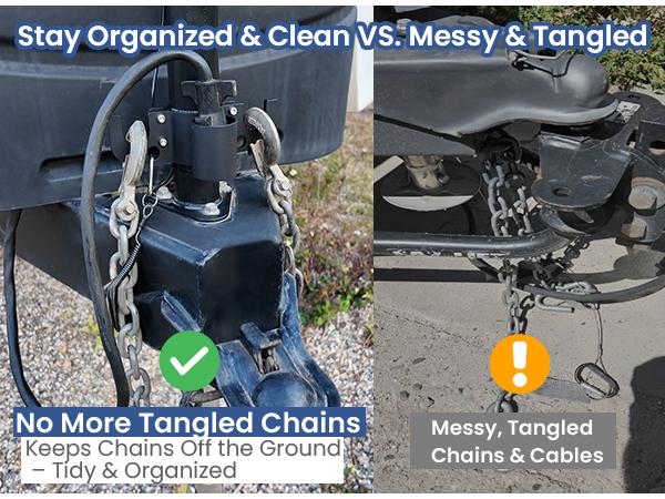 Safoner Aluminum RV Towing Chain Organizer & 7-Way Plug Holder | RV Camper Accessories