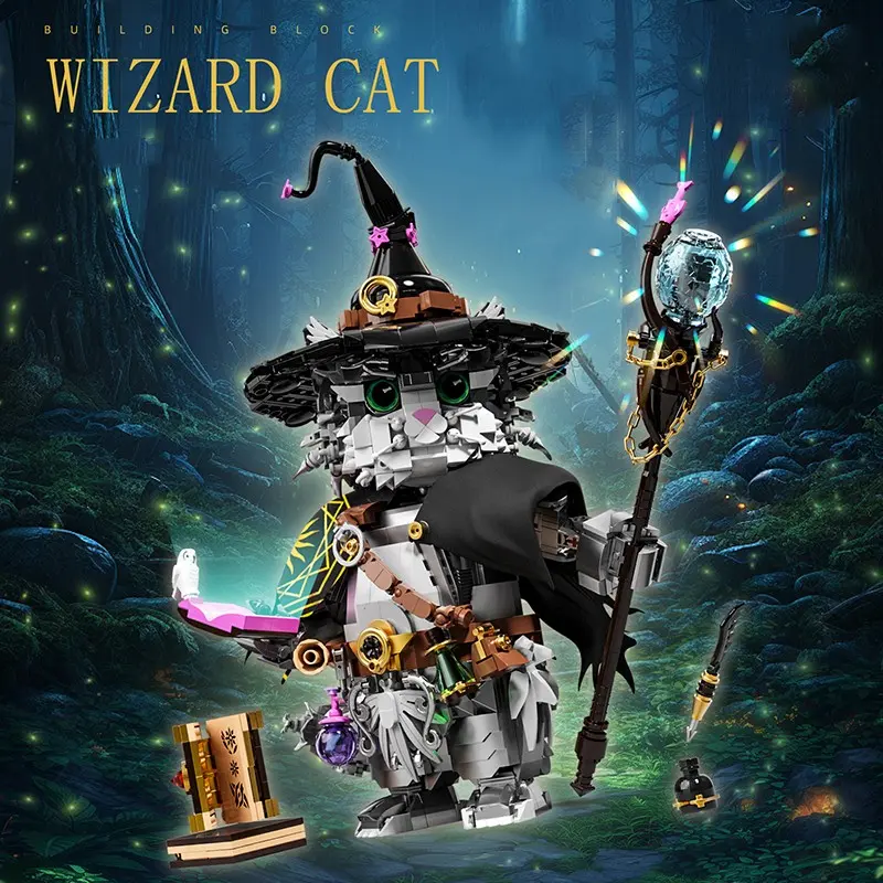 Wizard Cat Magic Animal Building Blocks Set Educational DIY Toys