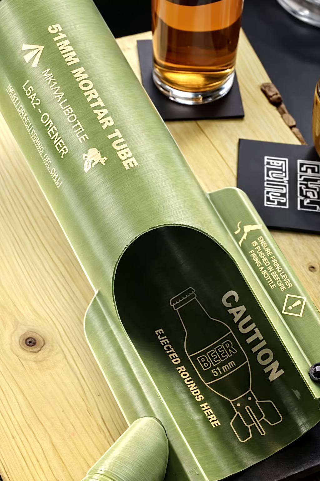 🚀 51mm Beer Bottle Mortar Bottle Opener 🍻– Novelty Cap-Launching Desk & Bar Accessory🎉