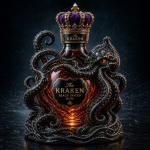 Kraken Black Spiced Rum Limited Edition Octopus Design Collectible Whiskey Bottle