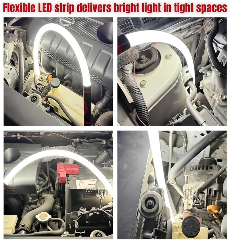 🛠Flexible COB LED Work Light, Rechargeable Bendable Inspection Flashlight for Auto Repair