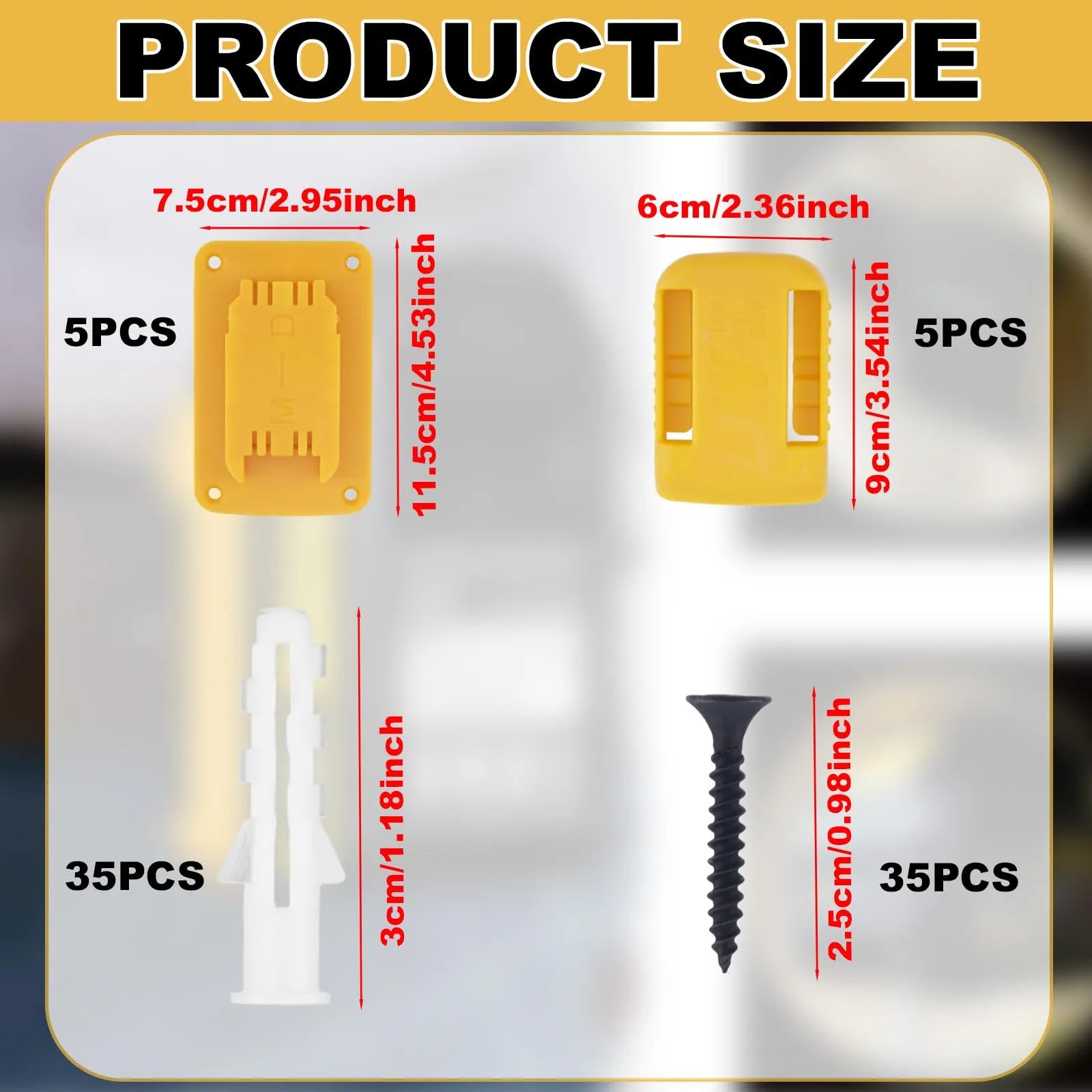 Coocoe Wall Mount Battery Tool Holder