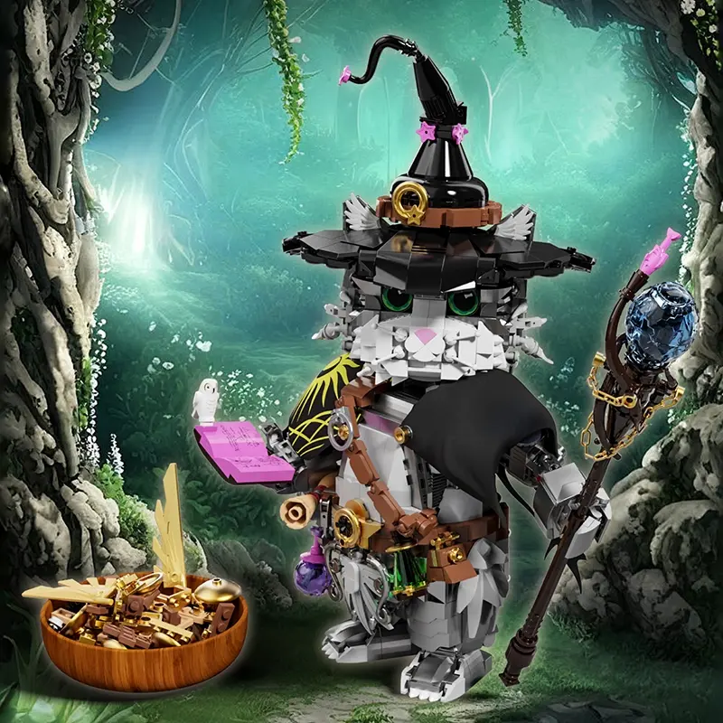 Wizard Cat Magic Animal Building Blocks Set Educational DIY Toys