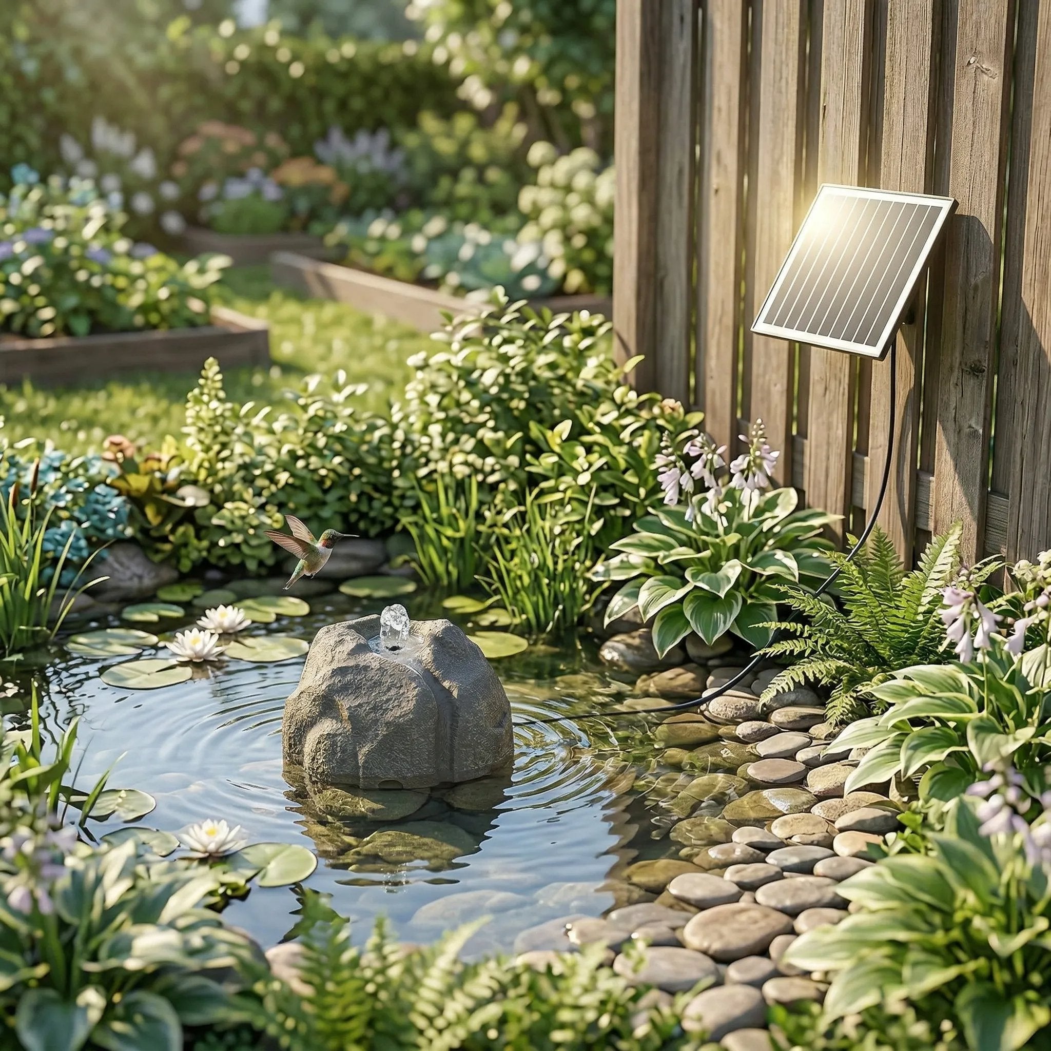 Realistic Granite Rock Solar Bird Bath Fountain - No-Cords Stone Decor