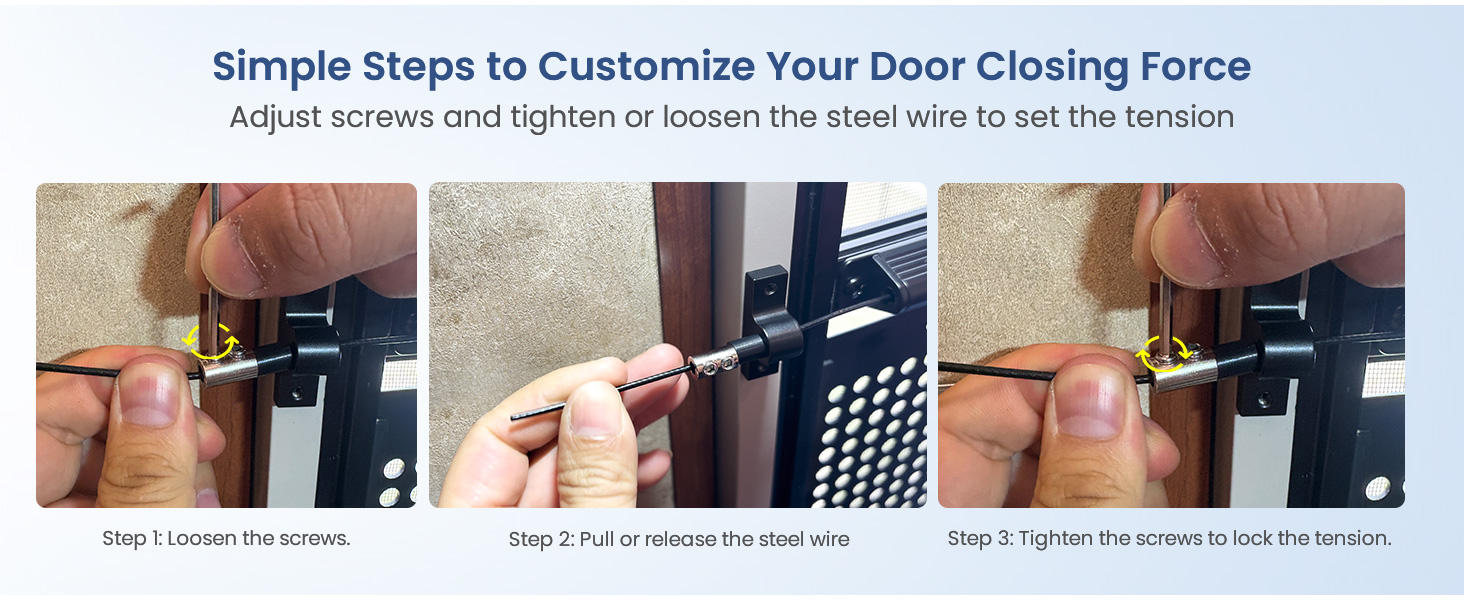 how to adjust screen door closer tension, RV door setup, easy control