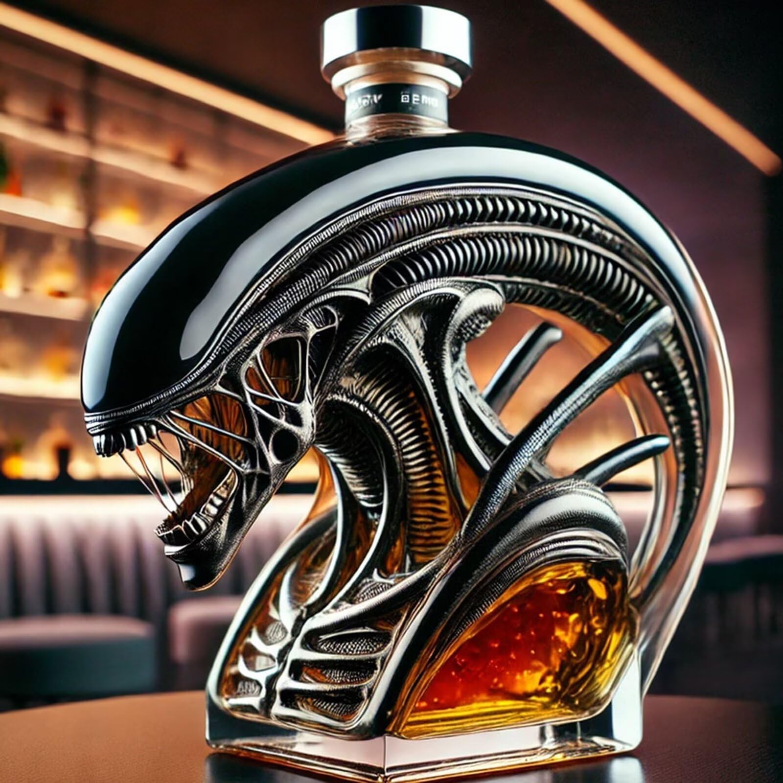 👽 Alien Shaped Decanter - Glass Art Sculpture Bottle for Sci-Fi & Whiskey Lovers