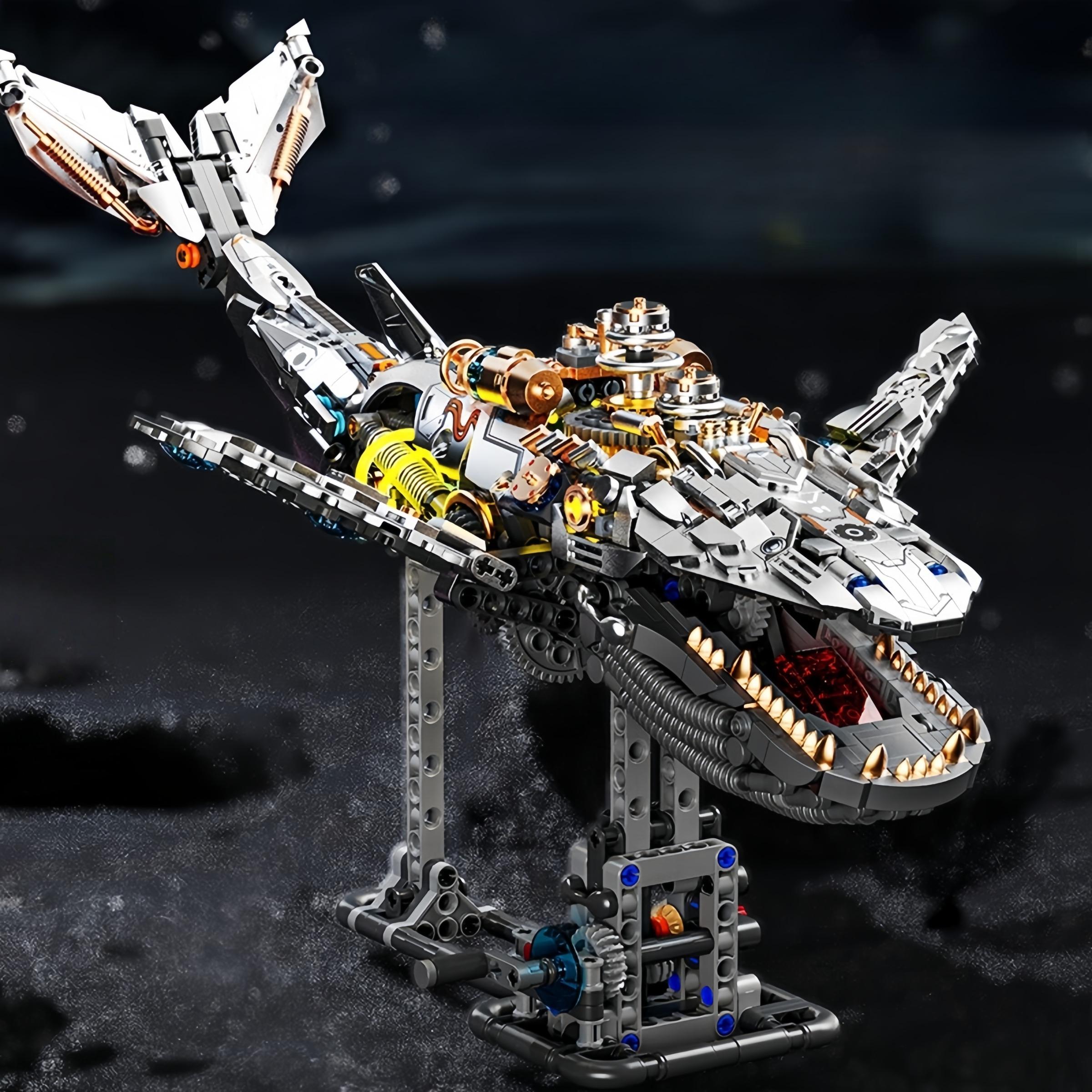 Mechanical Whale Metal Building Blocks, Animal Model 888-1439pcs, Glowing Metal Pieces, Educational Toy for Boys, Christmas Birthday Gift