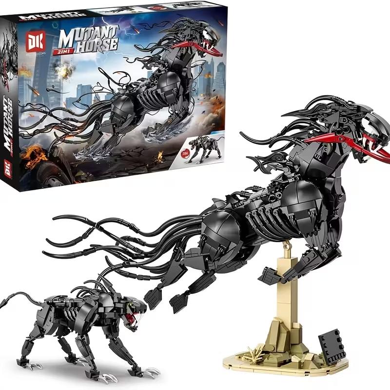 1000pcs Animal Building Blocks Toy, War Horse Model Assembly Kit, DIY Adult Construction Set, Holiday Gift Christmas Halloween Collection