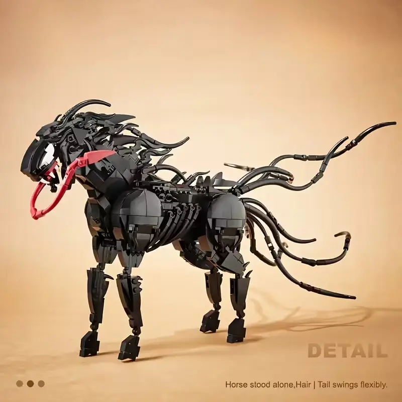 Animal Building Blocks Toy, War Horse Model Assembly Kit, DIY Adult Construction Set