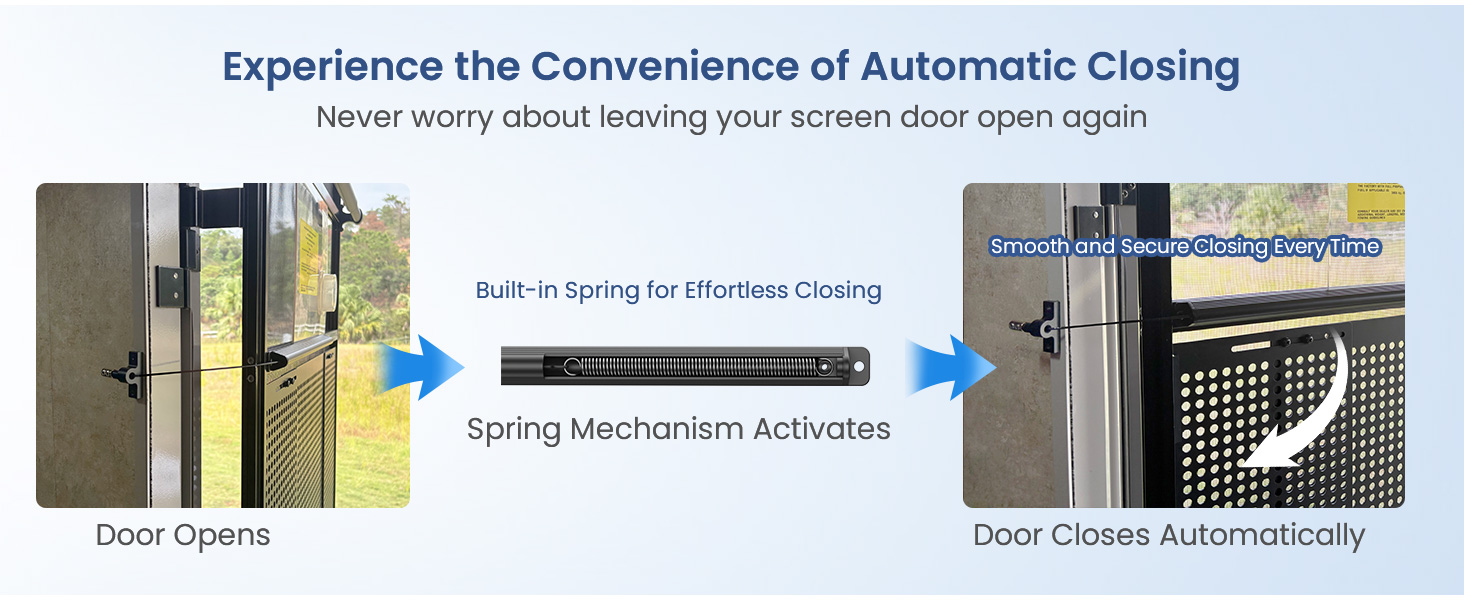 automatic RV screen door closer, hands-free, energy saving