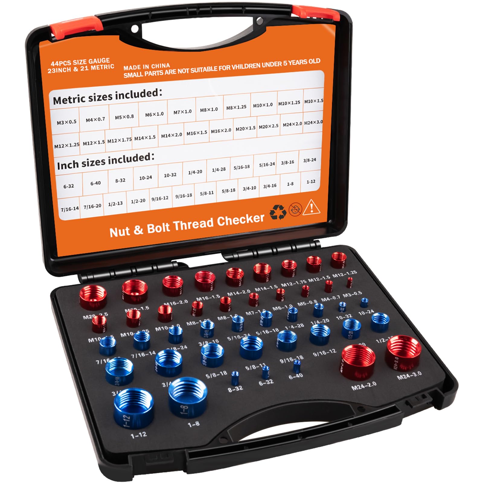Coocoe 44PCS Nut and Bolt Thread Checker