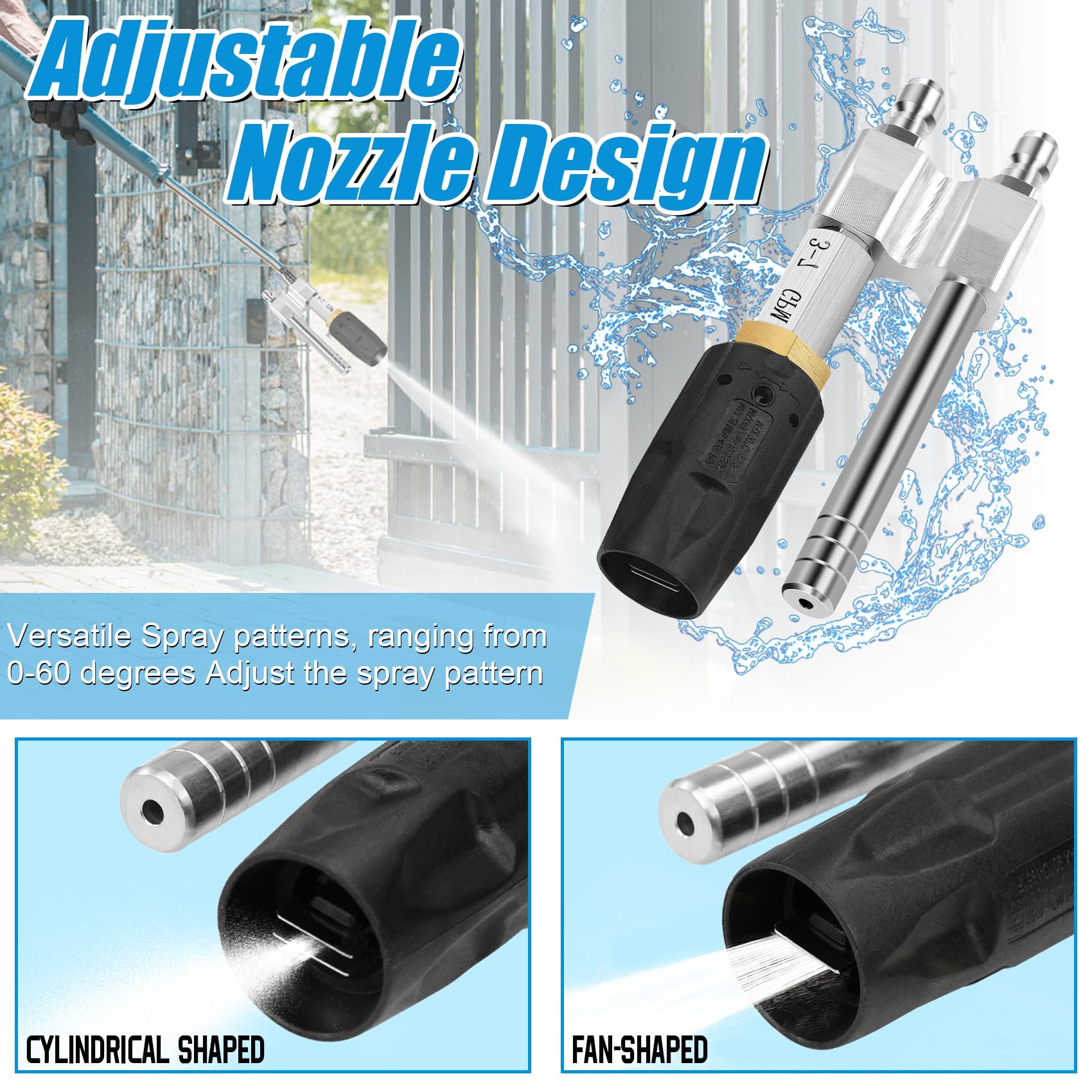 Coocoe M5 Twist Pressure Washer Nozzle Adjustable 3-7 GPM with 1/4" Quick Connect