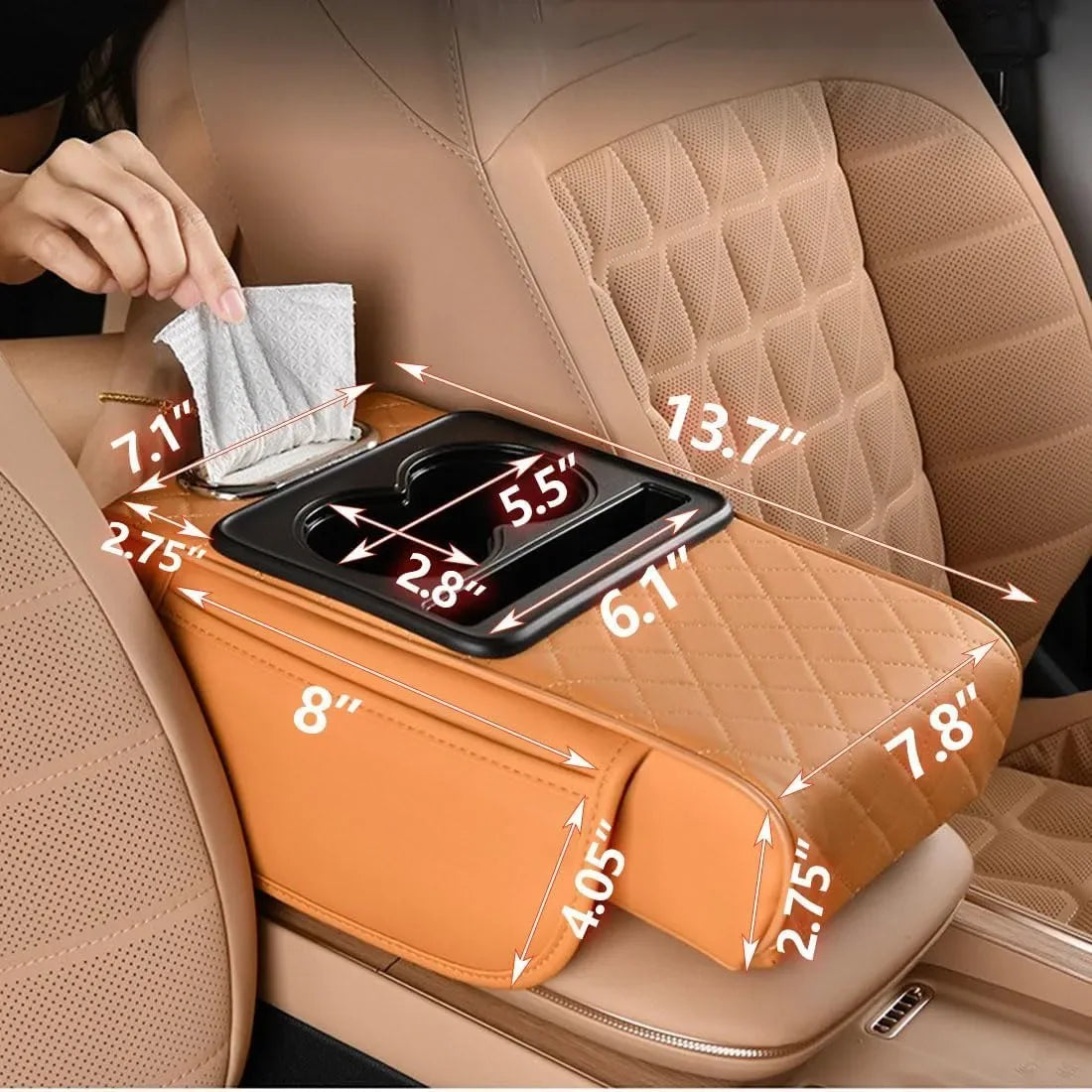 Coocoe 5-in-1 Multi-Function Car Organizer Armrest Cushion