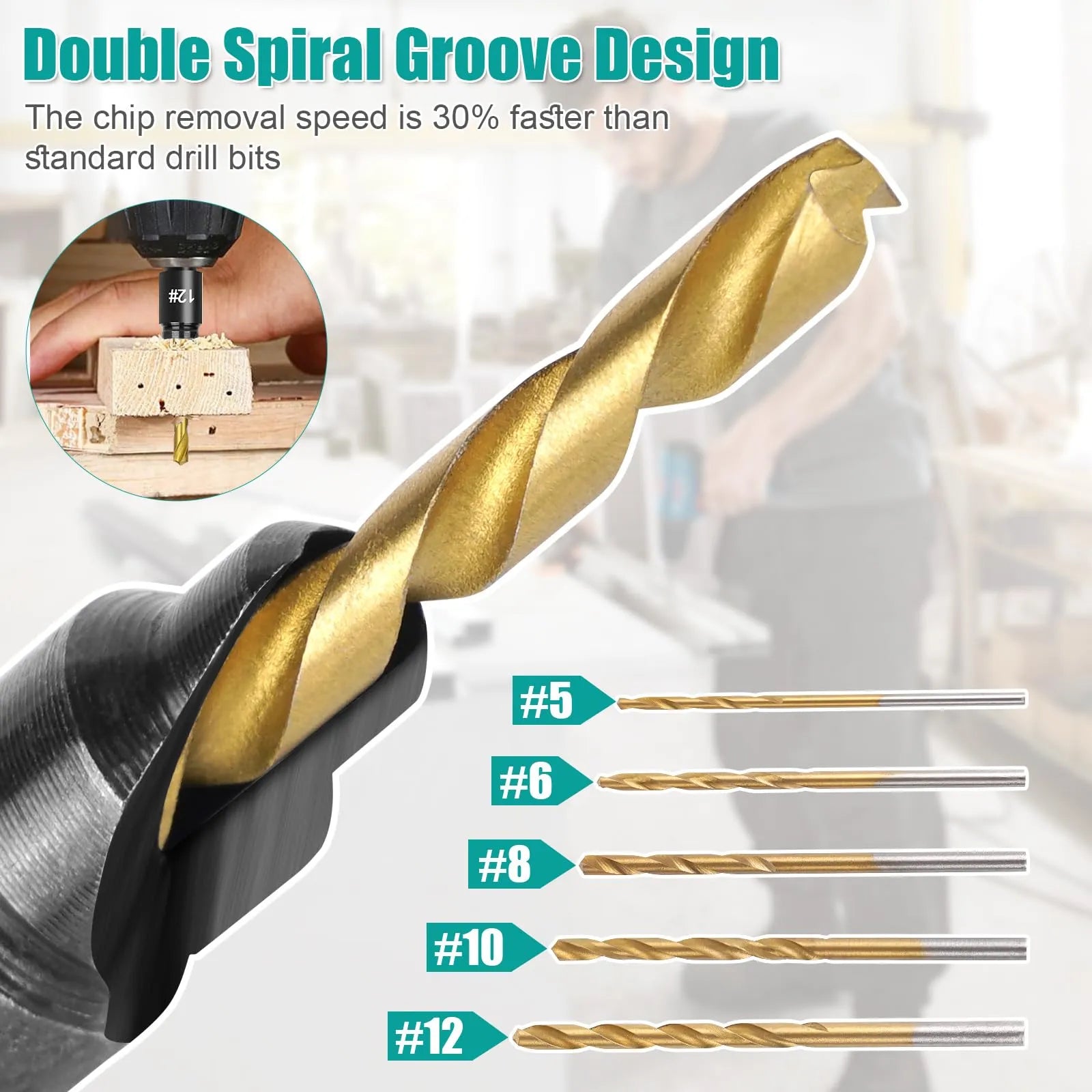 Coocoe Adjustable Wood Countersink Drill Bit Set