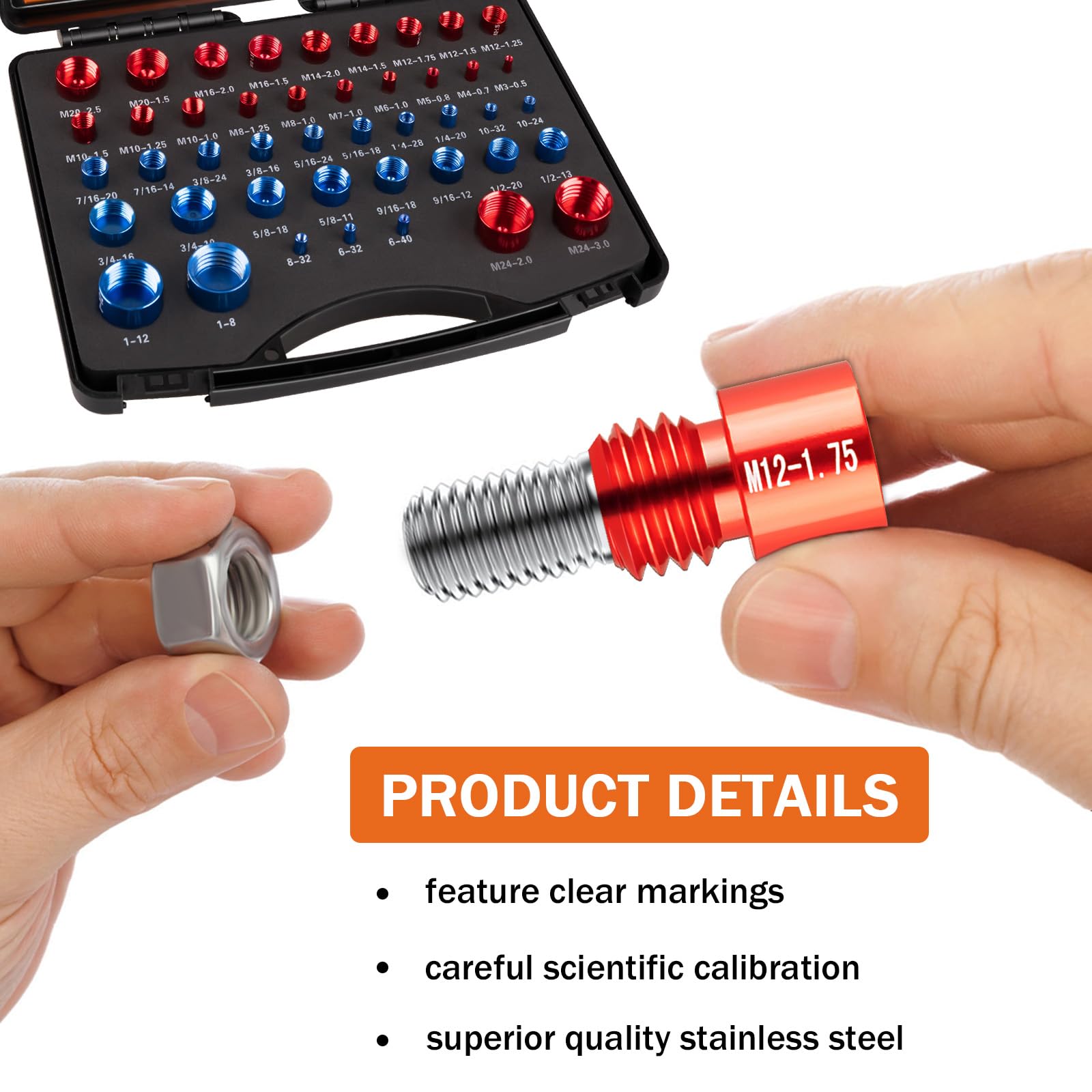 Coocoe 44PCS Nut and Bolt Thread Checker