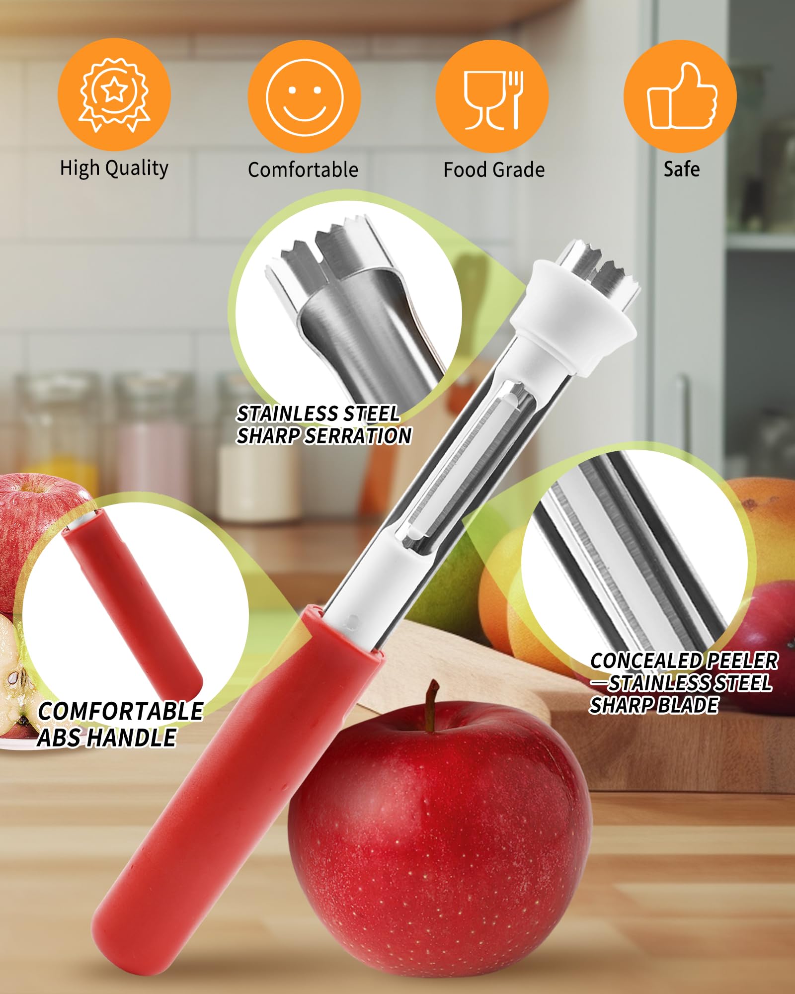 Coocoe 2 in 1 Apple Corer and Peeler Tool
