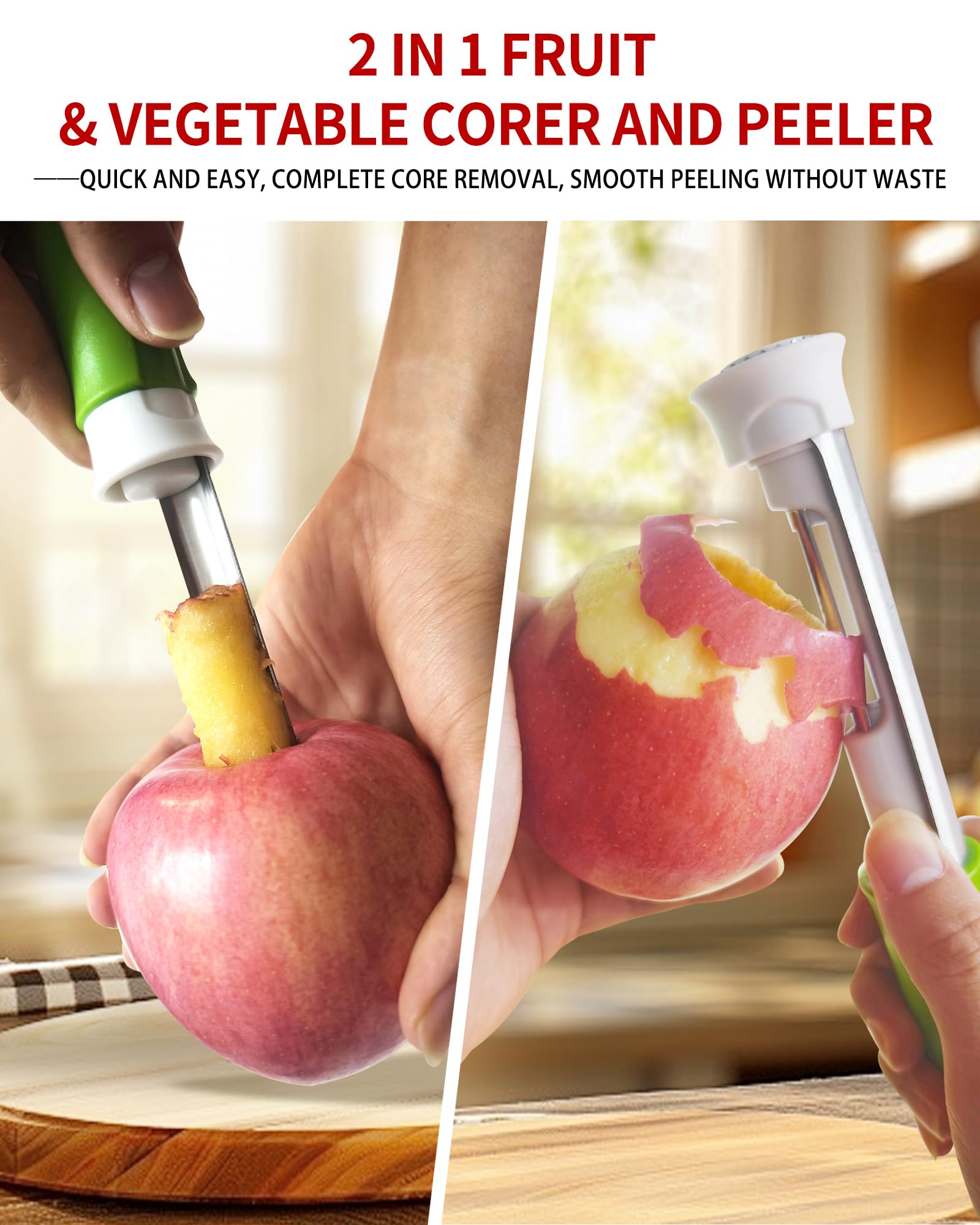 Coocoe 2 in 1 Apple Corer and Peeler Tool